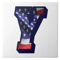 American Flag Letter "Y" Large Photo Ceramic Tile