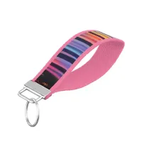 Dreamy Rainbow Colored Forest Trail Digital AI Art Wrist Keychain