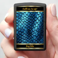 Glistening blue snake skinshine deep zippo lighter