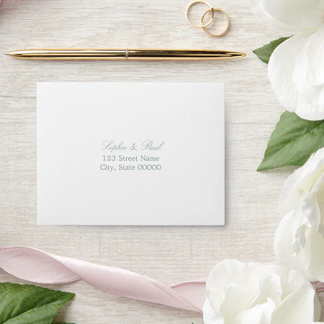 Self Addressed Sea Glass White RSVP Envelope