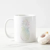 Girly Trendy Tropical Pineapple Rainbow Ombre Coffee Mug