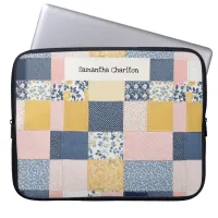 Patchwork Floral Personalized Rustic Flowers Laptop Sleeve