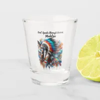 Native Indian woman gazes intently Shot Glass