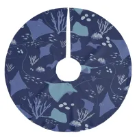 Stingray Underwater Blue Christmas Brushed Polyester Tree Skirt