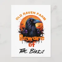 Old Raven Spooky Halloween Postcard