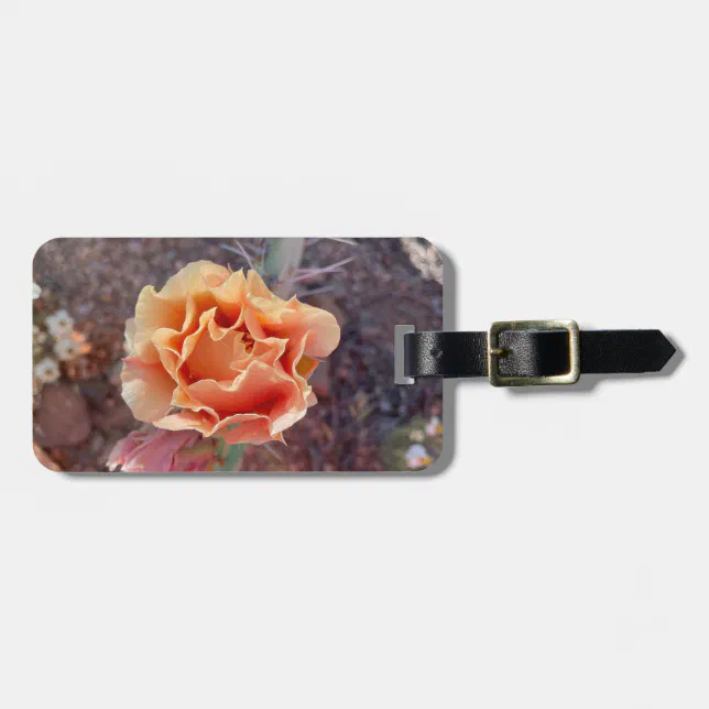 Pretty Peach Prickly Pear Flower Luggage Tag