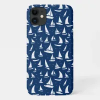 Nautical Sailing Ships Blue White Maritime Print iPhone 11 Case