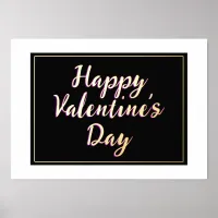 Happy Valentine's Day Script Typography Romantic Foil Prints