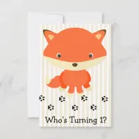 Cute Woodlands Fox 1st Birthday Party Invitation