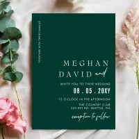 Budget Emerald Green Modern Wedding Invitation