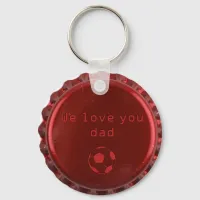 Masculine Modern Red Metal Bottle Cap Soccer Keychain