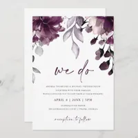 Purple Plum Watercolor Floral Garden Wedding Invitation