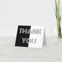 Black White Minimalist Typography Modern Op Art  Thank You Card