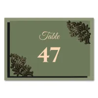 Luxury Modern Sage green & gold faux metallic Table Number