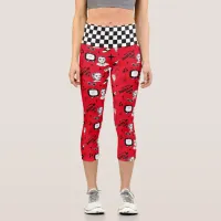 Retro Pop Art Style 1950s Style Graphics Capri Leggings