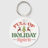 Holiday Spirit Retro Groovy Christmas Holidays Keychain