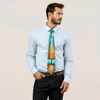 Iridescent Holiday Dream 🎄 Glowing Christmas Tree Neck Tie