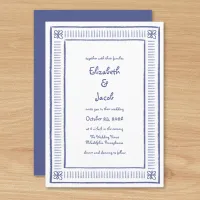 Navy Blue Quirky Playful Hand Drawn Wedding  Invitation