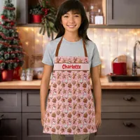 Kids Gingerbread Cookies Christmas Red  Apron