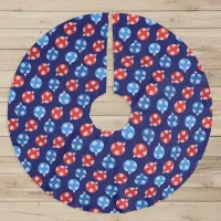 Christmas blue and red ornaments with snowflakes brushed polyester tree skirt