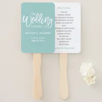 Wedding Program Fans -Brush Script-Light Turquoise