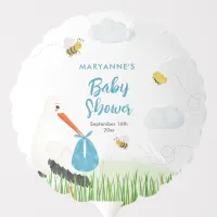 Rustic Stork with Bee & Butterfly Boy Baby Shower Balloon