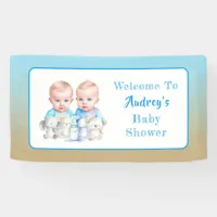 Twin Boy's Baby Shower Watercolor Animals Banner