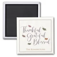 Rustic Thankful Grateful Blessed Autumn Leaves Magnet