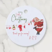 Merry Little Christmas Boy Girl Winter Baby Shower Favor Tags