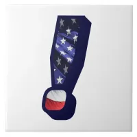 American Flag Exclamation Large Photo Ceramic Tile