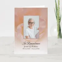 Pale Pink Rose Flower Petal Funeral Service Folded Program