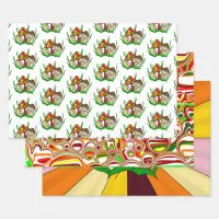 Mushroom Retro Nostalgic Abstract Popart Wrapping Paper Sheets