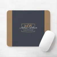Simple Black Gold Monogram Mouse Pad