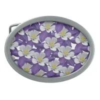 Columbine Flower Pattern Oval Belt Buckle