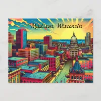 Madison, Wisconsin City Skyline at Sunset Postcard