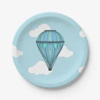 Blue Sky and Clouds Hot Air Balloon Paper Plates