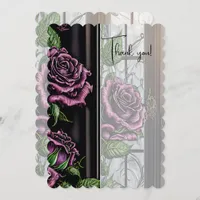 Purple roses by the window - gothic style thank you card