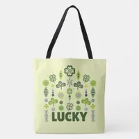 Lucky Shamrock Clover Minimal Pattern Yellow Tote Bag