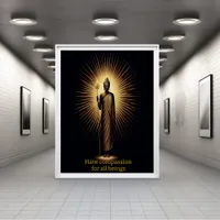 Buddha standing amid radiant light. poster