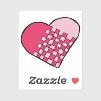 Doodled Pink Woven Heart Kiss-Cut Sticker