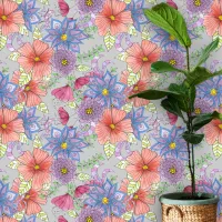Whimsical Vibrant Colorful Floral Arrangement Wallpaper