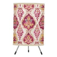 Boho Chic Red Berry and Gold Ikat Pattern Tripod Lamp