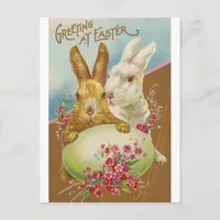 Rabbit Easter Greetings Vintage Holiday Postcard