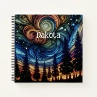 Mystical Ethereal Art with Trees and Night Sky Notebook