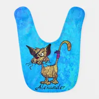 Funny and Angry Looking Cat With Eye Patch Baby Bib