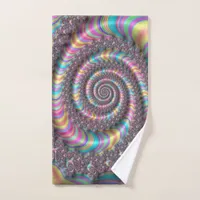 Fractal Bright Rainbow Nautilus Swirl Bath Towel Set