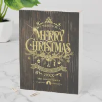 Business or Personal Rustic Christmas Gold ID550 Wooden Box Sign