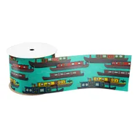 Narrowboats and River Barges Boating Patterned Satin Ribbon