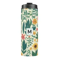 Garden Plants Flowers Monogrammed Pretty Floral Thermal Tumbler