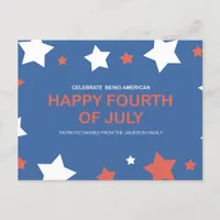 Proudly American, Joyfully Free 4th of July Holiday Postcard